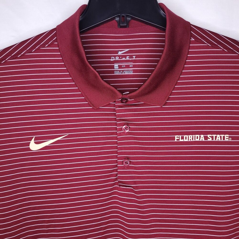Nike Polo Shirt Mens 3XL Striped Burgundy, White Florida State